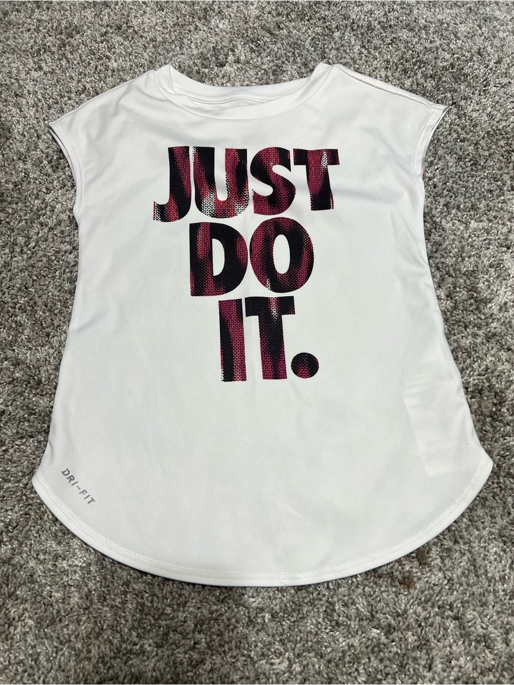 Girls Nike Kids' White 'Just Do It.' Sleeveless Dri-FIT Top